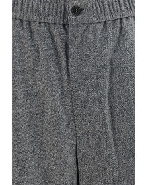 Giorgio Armani Gray Oversized Pants Wool And Cashmere With Denim Effect for men