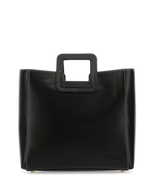 Staud Black Leather Shirley Shopping Bag