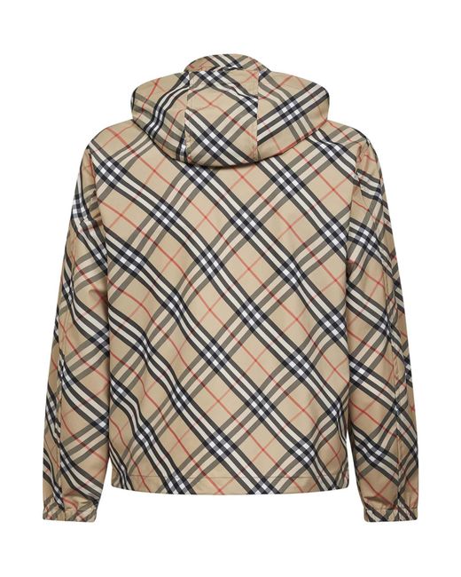 Burberry Brown Check Hooded Jacket for men