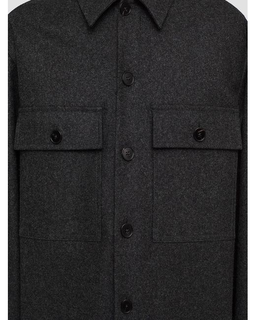 Jil Sander Black Virgin Wool Flannel Shirt Jacket for men