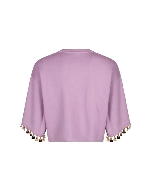 Rabanne Purple Cotton Blend Crew-Neck Sweater