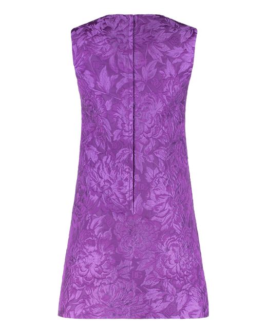 Dolce & Gabbana Purple Jacquard Mini Dress Cotton