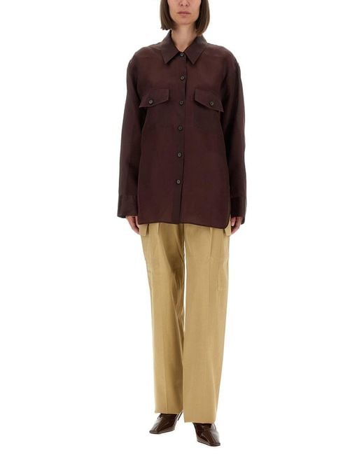 Khaite Red Matteo Silk Top Tops