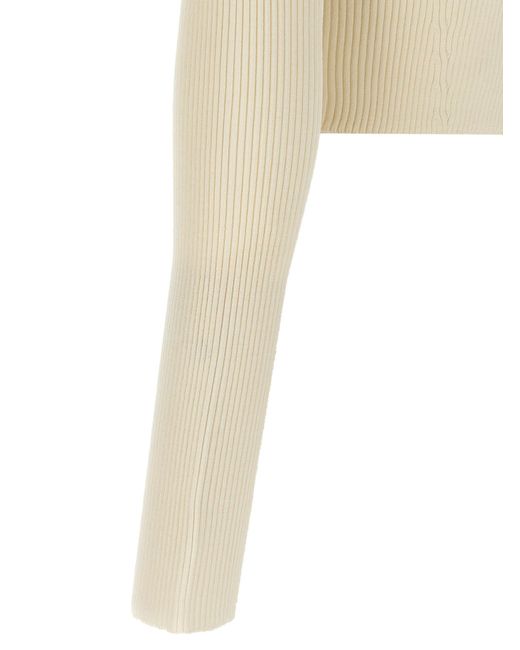 Jil Sander White Ribbed Stretch Wool And Viscose Blend Cardigan