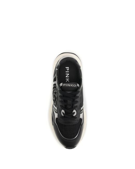 Pinko White Leather Zoe Sneakers With Mesh Inserts