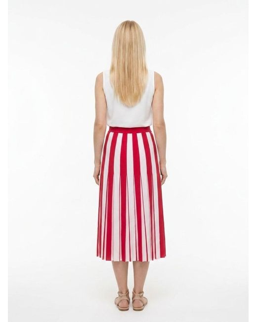 Dolce & Gabbana Red Bicolor Elastane Midi Skirt