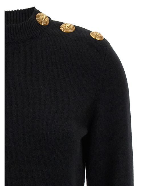 Balmain Black Eco-Cashmere Button Sweater