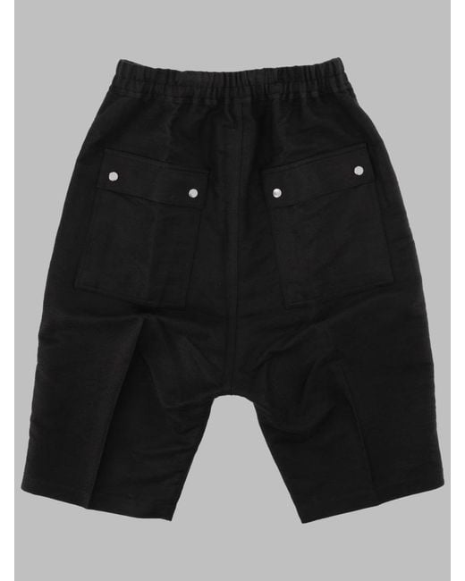 Rick Owens Black Shorts Bela Pods Ramie Cotton for men
