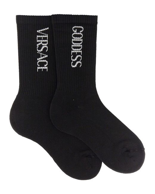 Versace Black Socks With Logo