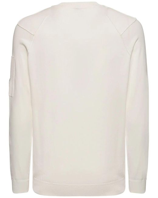 C P Company White Goggles-detailed Cotton Jumper for men
