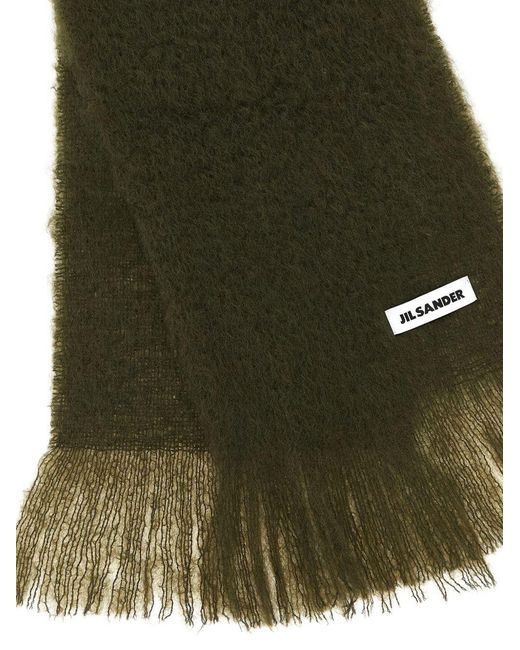 Jil Sander Green Wool Scarf