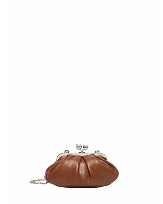 Weekend by Maxmara Brown Clutch Bag Prati Tan Leather Handbags
