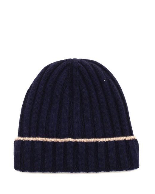 Brunello Cucinelli Blue Cashmere Beanie for men