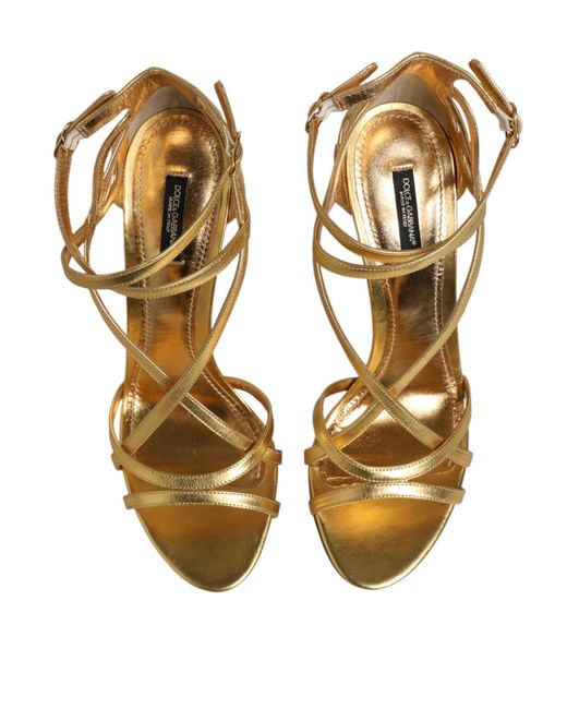 Dolce & Gabbana Metallic Leather Keira Heels Sandals Shoes Lamb