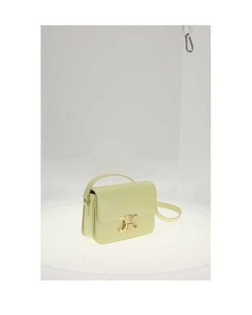 Céline White Shoulder Bag Teen Triomphe Calf Leather