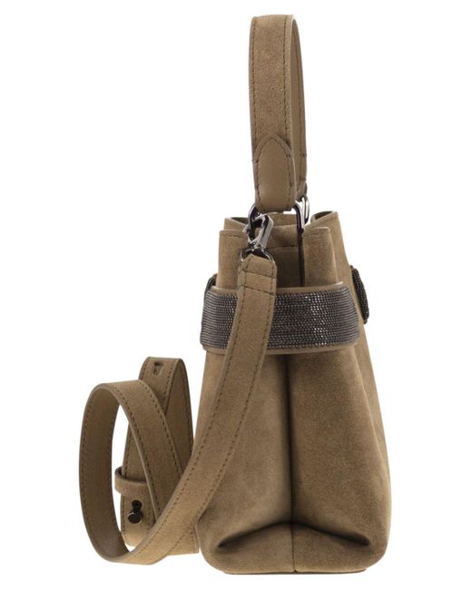 Brunello Cucinelli Brown Essence Precious Bands Small Top-Handle Bag