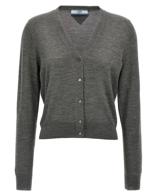 Prada Gray Prada Virgin Wool Cardigan