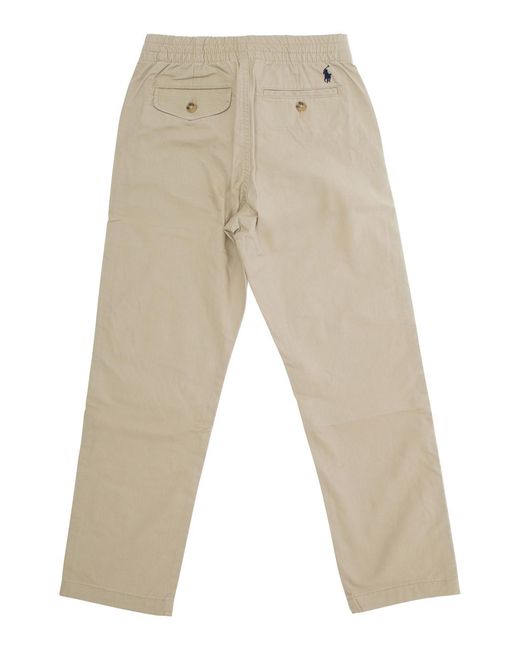 Polo Ralph Lauren Natural Cotton Trousers With Elasticated Waist for men