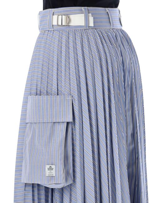 Sacai Blue Thomas Mason Cotton Poplin Skirt
