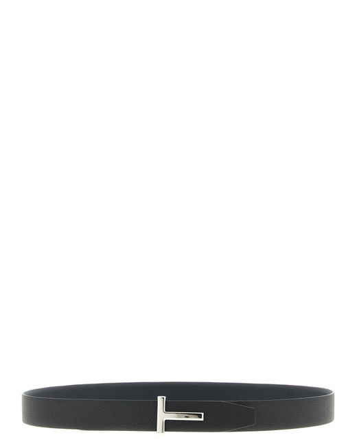 Tom Ford Black Hammered Reversible Belt for men