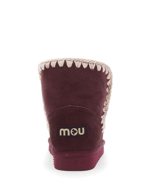 Mou Purple Eskimo Ankle Boots With Crochet Details And Logo Patch On The Rear