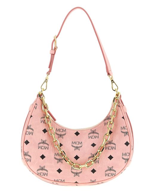 MCM Pink 'Aren Crescent Hobo' Shoulder Bag
