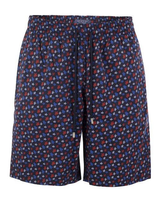 Vilebrequin Blue Stretch Swim Shorts With Pattern for men