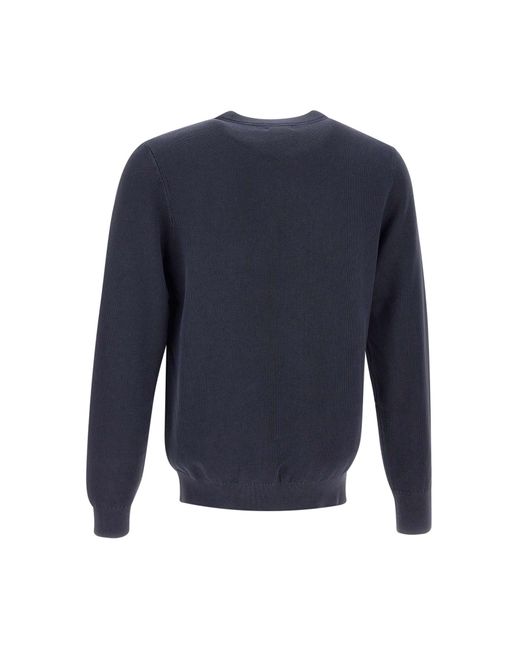 Sun 68 Blue Round Vintage Cotton Sweater for men