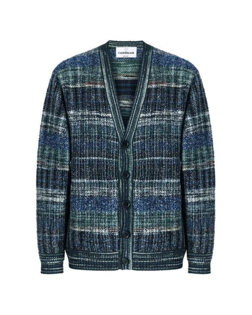 Missoni Blue Cardigan V-Neck Wool-Blend Cardigans for men