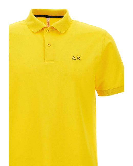Sun 68 Yellow Solid Piquet Cotton Polo Shirt for men