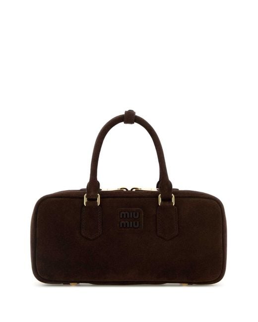 Miu Miu Brown Dark Suede Arcadie Handbag