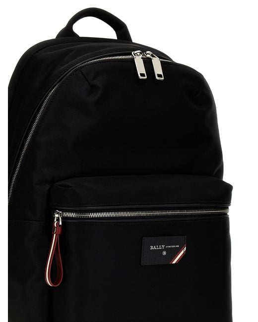 Bally Black Logo Nylon Backpack for men