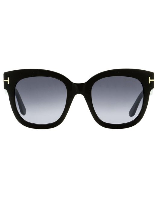 Tom Ford Black Square Sunglasses Tf613 Beatrix-02 01C 52Mm Ft0613 Plastic (Acetate)