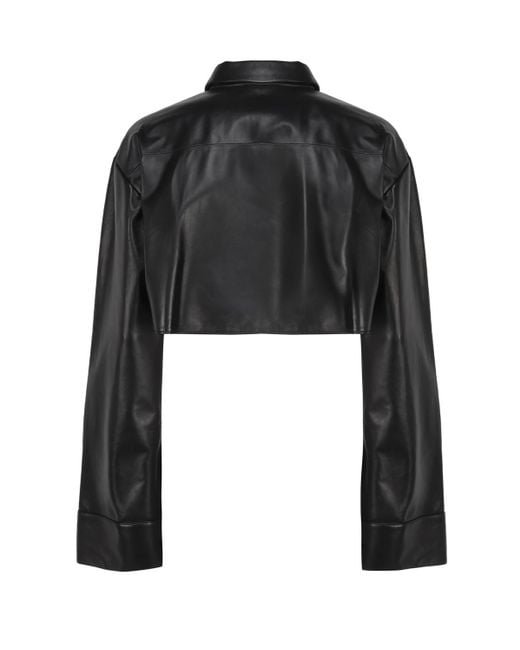 Loewe Black Cropped Shirt In Nappa Lambskin