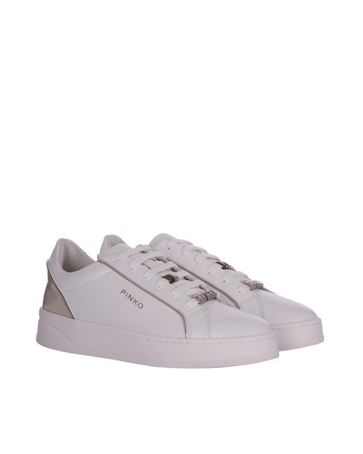 Pinko White Iris Sneakers With Hardware Details