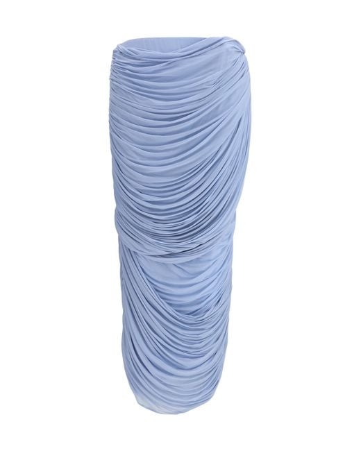Magda Butrym Blue Draped Midi Skirt Cupro; Elastane