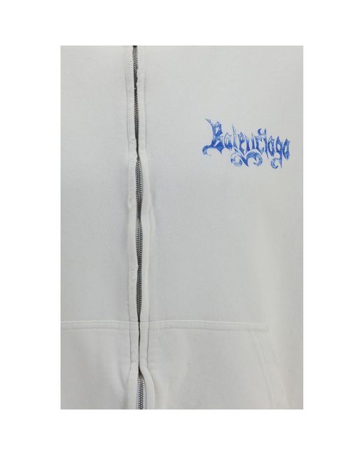 Balenciaga Gray White Cotton Sweatshirt for men