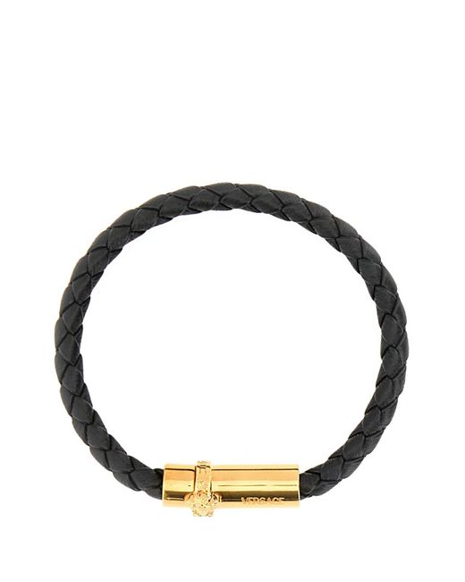 Versace Black Leather Bracelet for men
