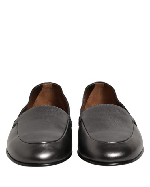 Dolce & Gabbana Brown Leather Dg Logo Slip On Loafers Shoes for men