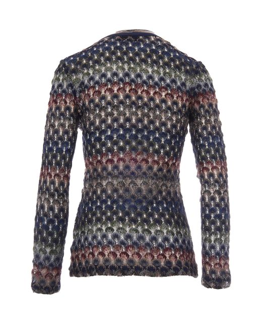Missoni Blue V-Neck Button-Front Knit Cardigan