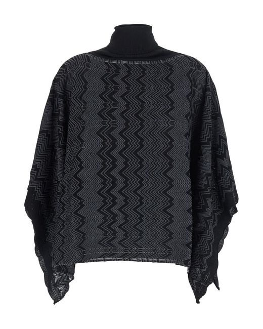 Missoni Black Poncho Wool Blend Viscose Coat
