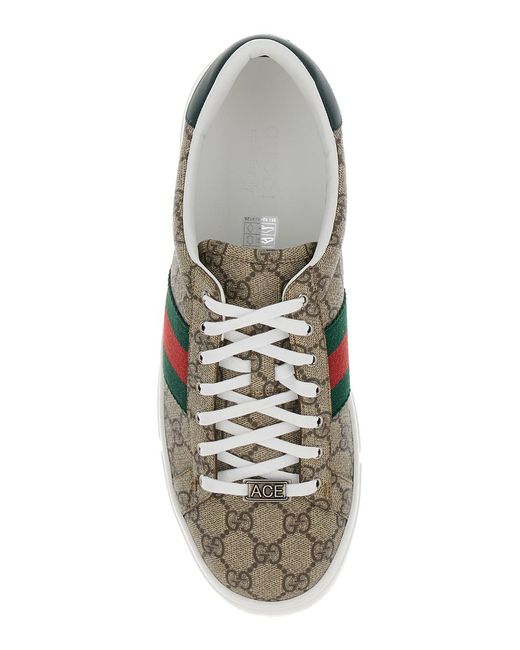 Gucci Green Low-Top Sneakers Ace Polyurethane Trainers for men