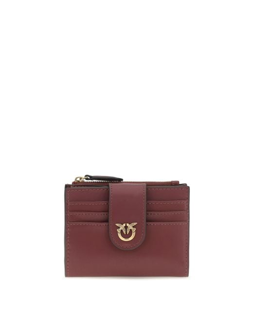 Pinko Purple Wallet With Logo Calf Leather Bos Taurus