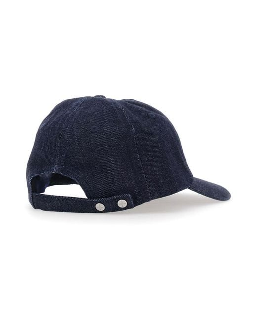 Stone Island Blue Baseball Cap Denim Logo Cotton Hat for men