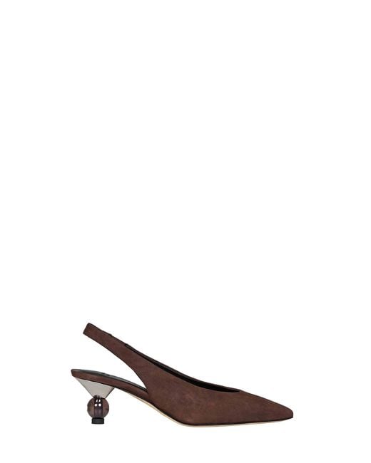 Weekend by Maxmara Brown Slingback Pumps Wkaorma Suede Calf Leather