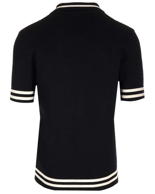 Balmain Black Jacquard Monogram Polo Shirt for men