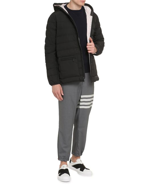 Thom Browne Black Hooded Down Jacket Polyester Padded for men