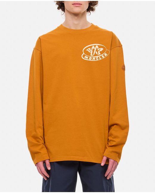 Moncler Orange Ls Cotton T-Shirt for men