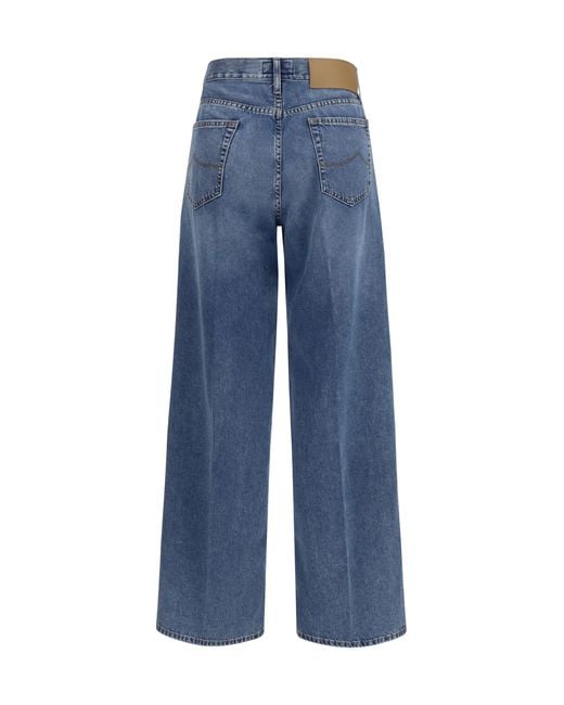 Jacob Cohen Blue Wide 5 Pocket Jeans Cotton