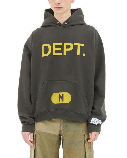 GALLERY DEPT. Gray Logo Printed Long Sleeved Hoodie for men